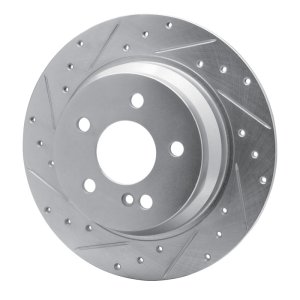 Mercedes-Benz E200 Brake Rotor (1) - Rear Left - R1 Concepts - Drilled & Slotted - Silver - `03-`16